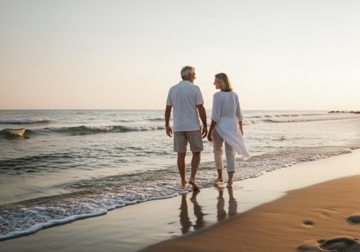 Couple walking without bunion pain